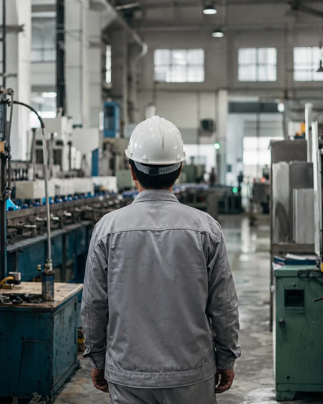 Fabrikhalle in Vietnam, Arbeiter von hinten zu sehen